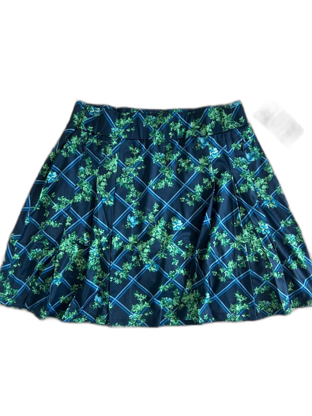 Tuckernuck Navy Plaid Floral Athletic Skirt Preppy Size S Golf Tennis  NWT